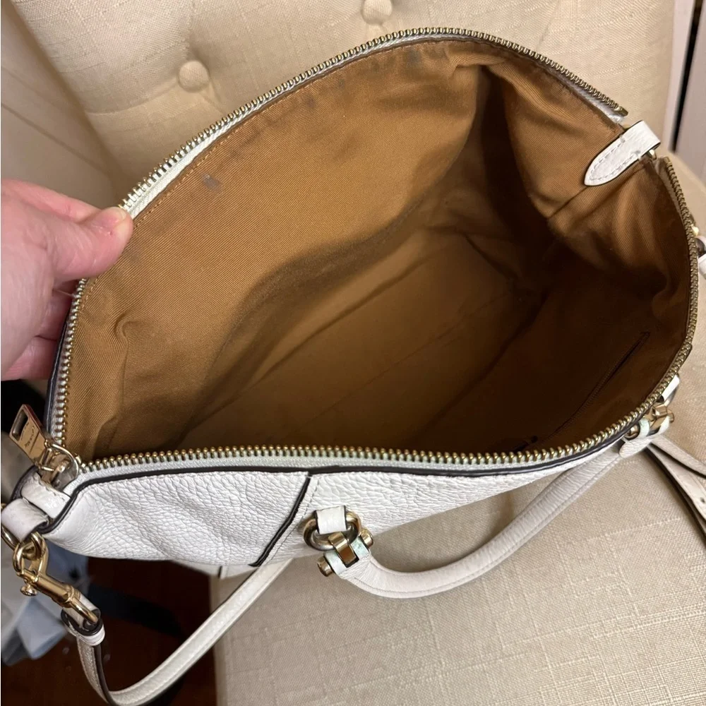 Coach Prairie Ivory Pebbled Leather Satchel Crossbody 79997